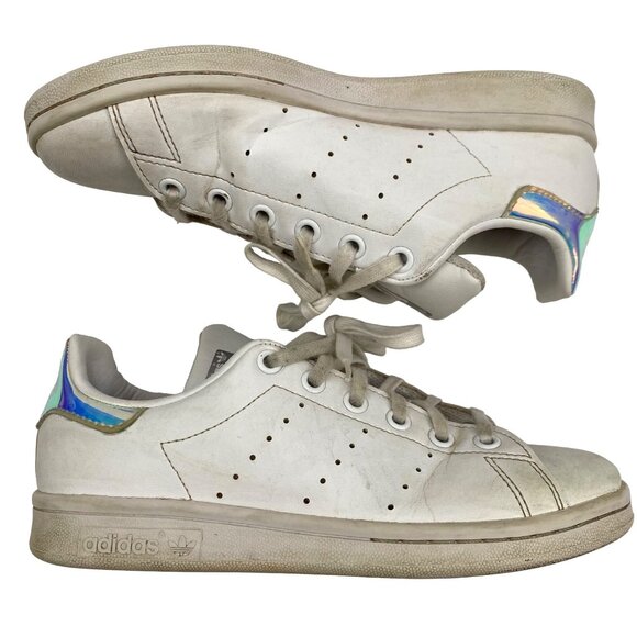 Adidas Stan Smith Primegreen Iridescent Holographic Shiny Accent Sneakers Size 4 - Picture 4 of 10